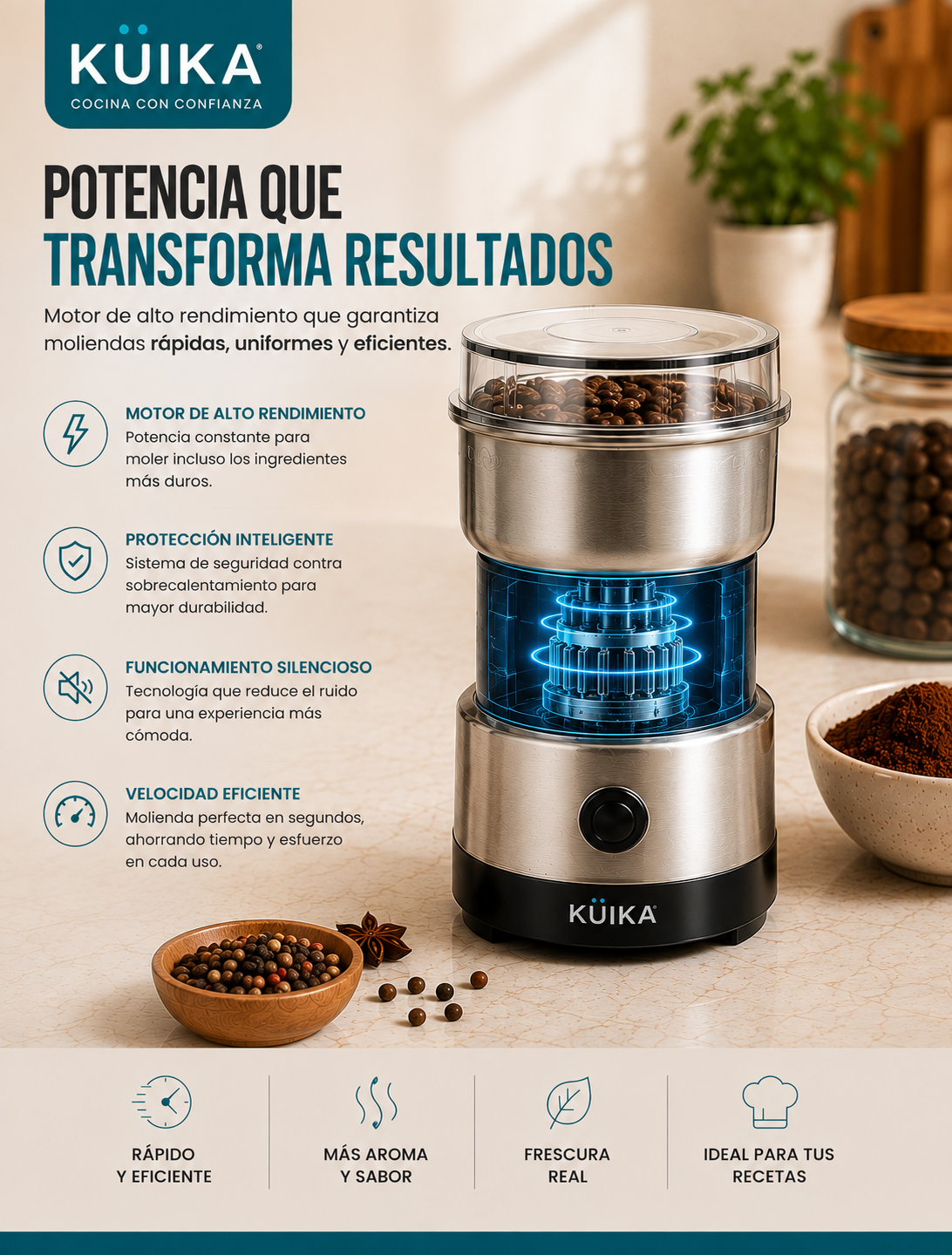 Molino Eléctrico para Café y Especias