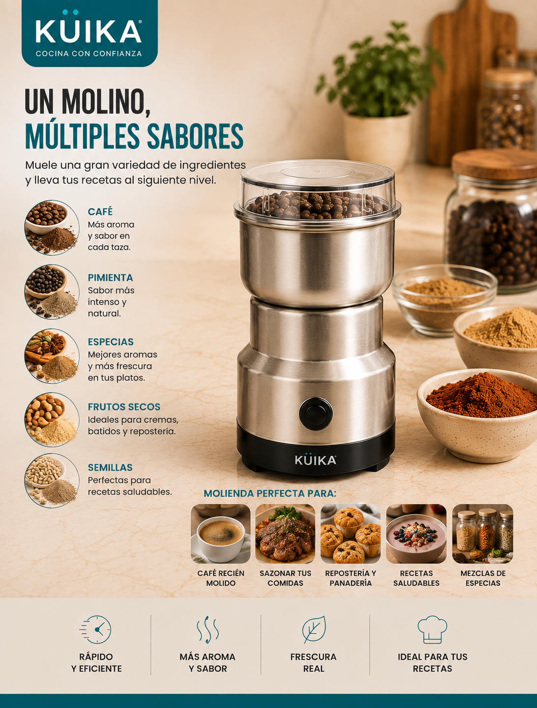 Molino Eléctrico para Café y Especias