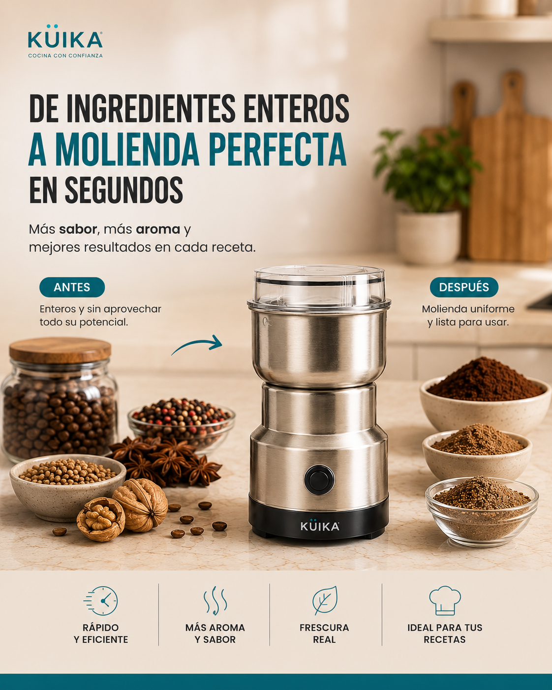Molino Eléctrico para Café y Especias